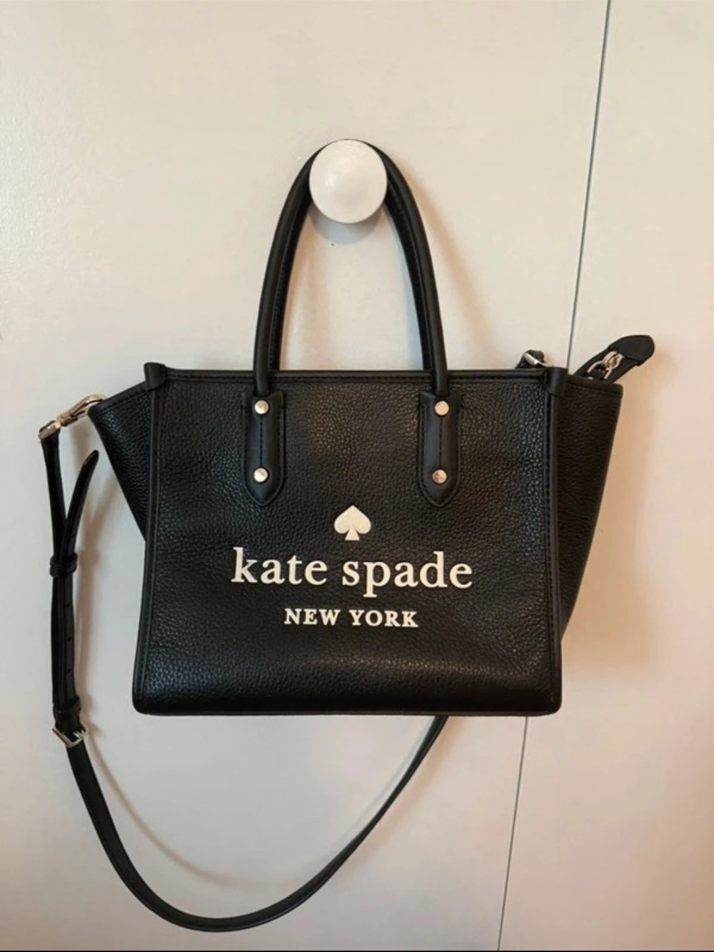 Kate Spade Ella Small Leather Satchel leather logo Tote with Crossbody